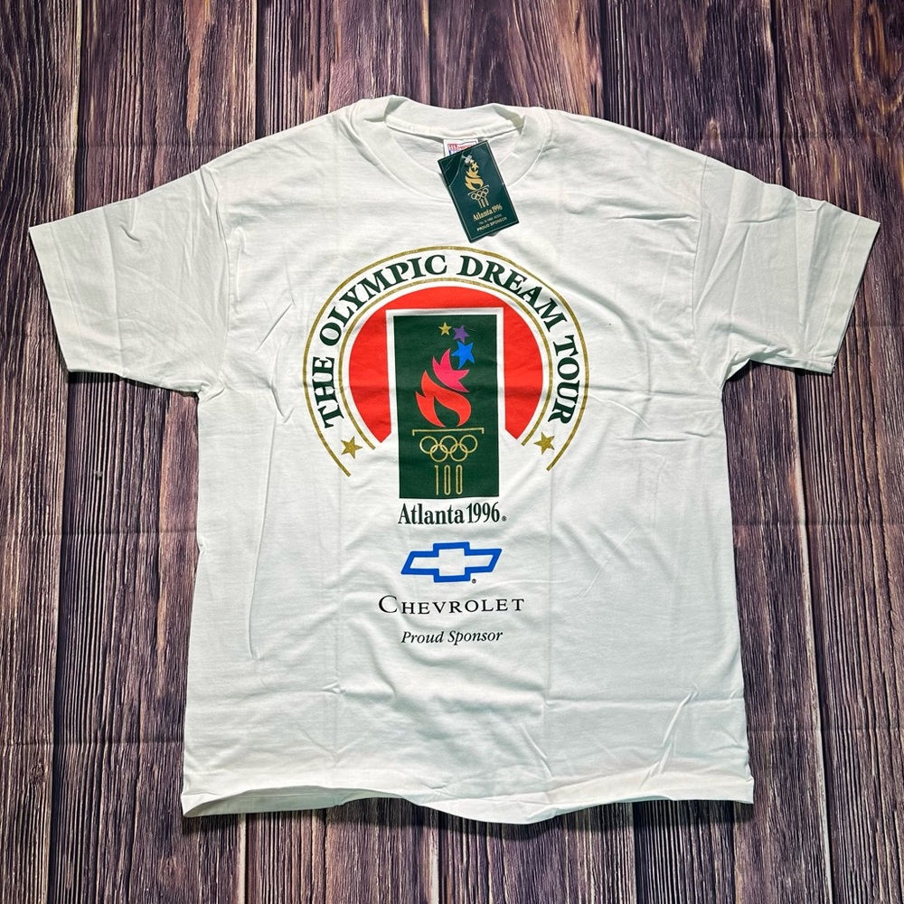 NWT Olympic Dream Tour Atlanta 1996 Sponsored By Chevrolet Hanes Beefy T-Shirt
